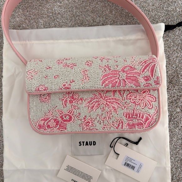 STAUD Pink and Cream Floral Shoulder Bag - Picture 2 of 6